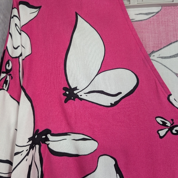 Tribal Blsize XL Butterfly Print With Knotted Waist And Short Bodice Hot Pink - Picture 6 of 10